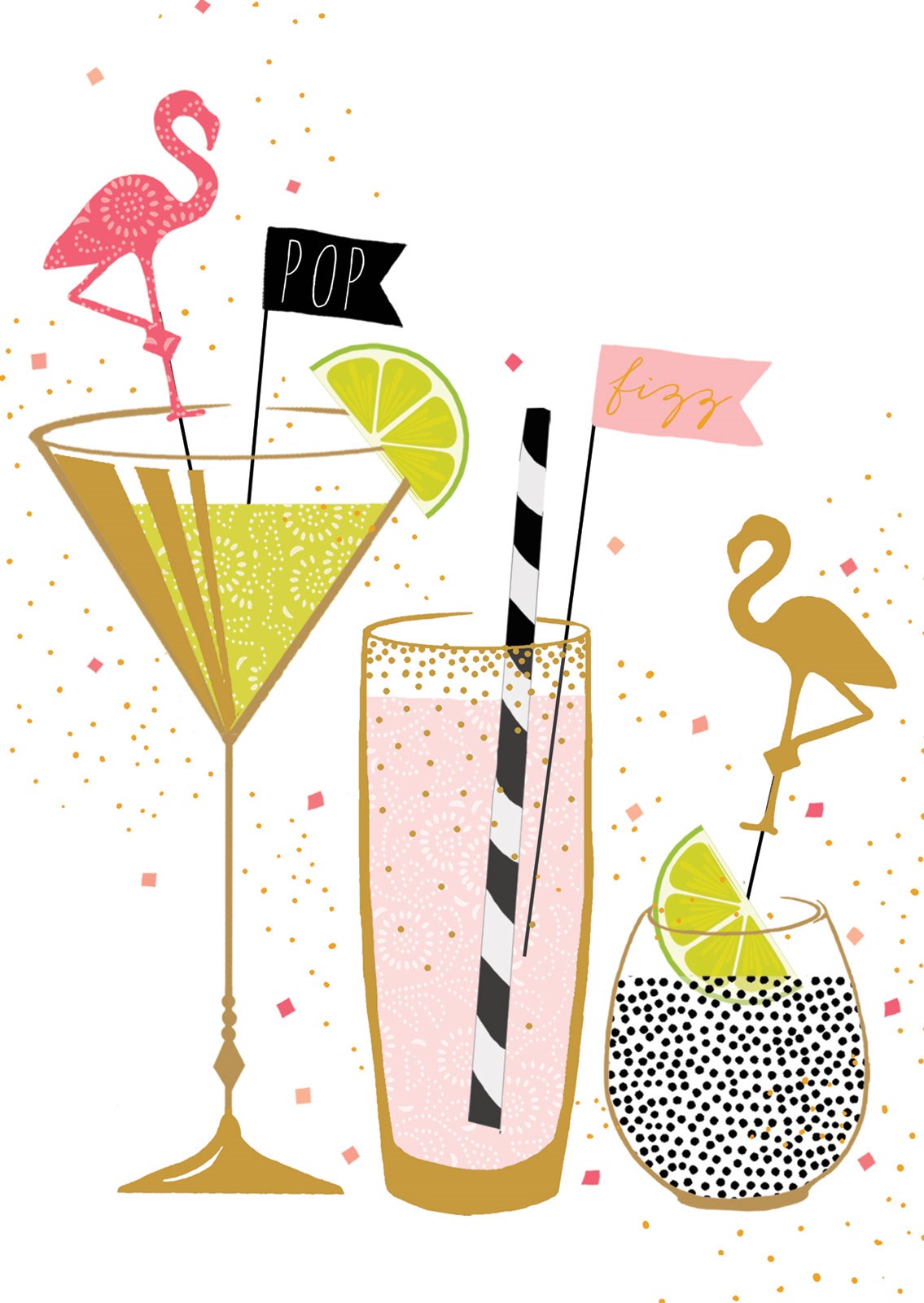 2741504 Flamingo Cocktail Postcard