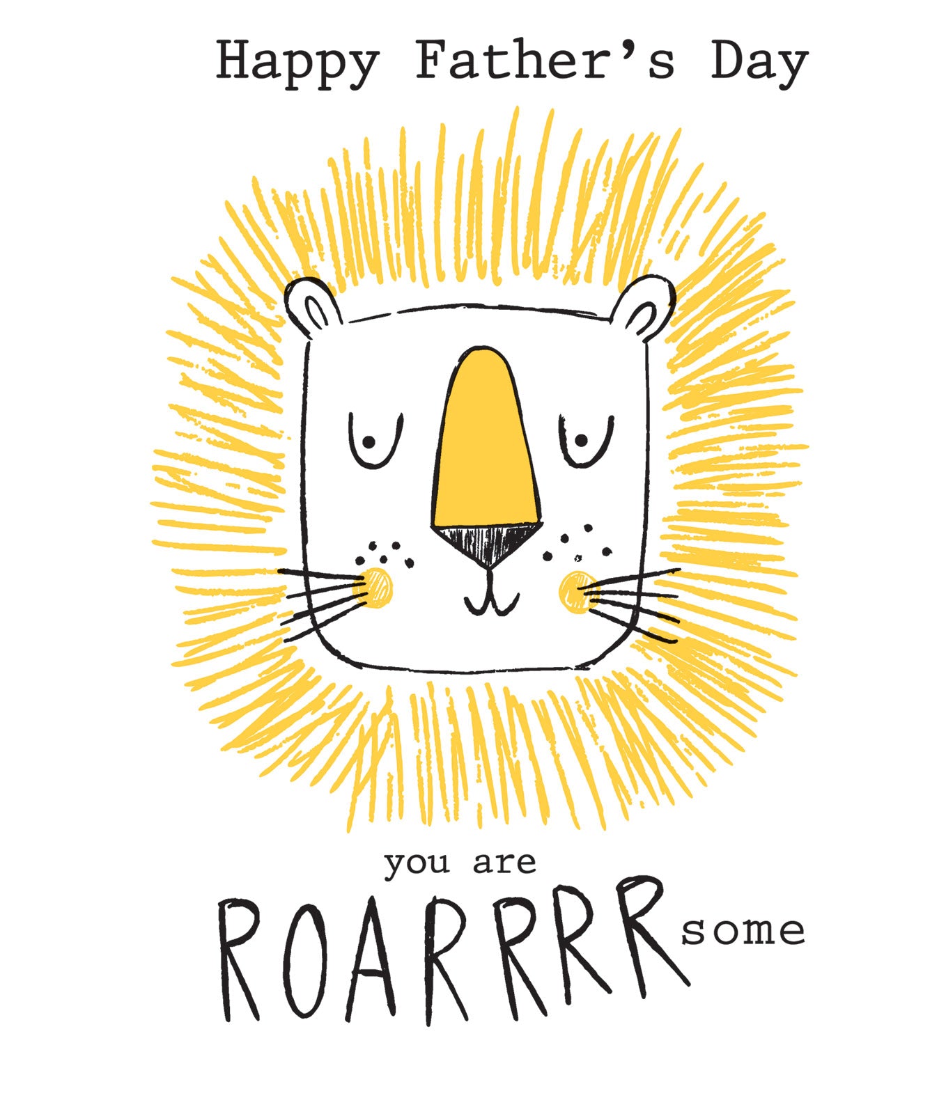 Father's Day card with a lion illustration and text 'you are ROARRRRsome'.