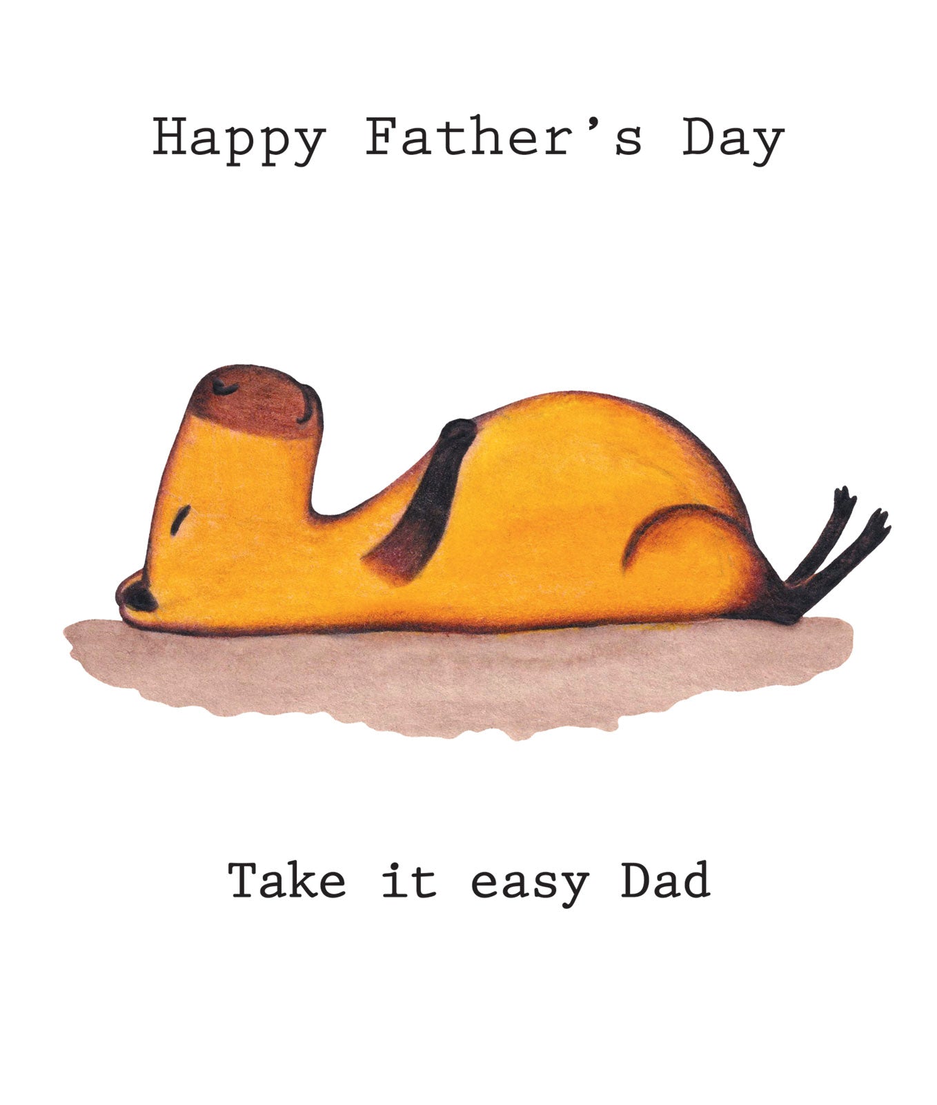 Father's Day card with a relaxed capibara and humorous text on a white background