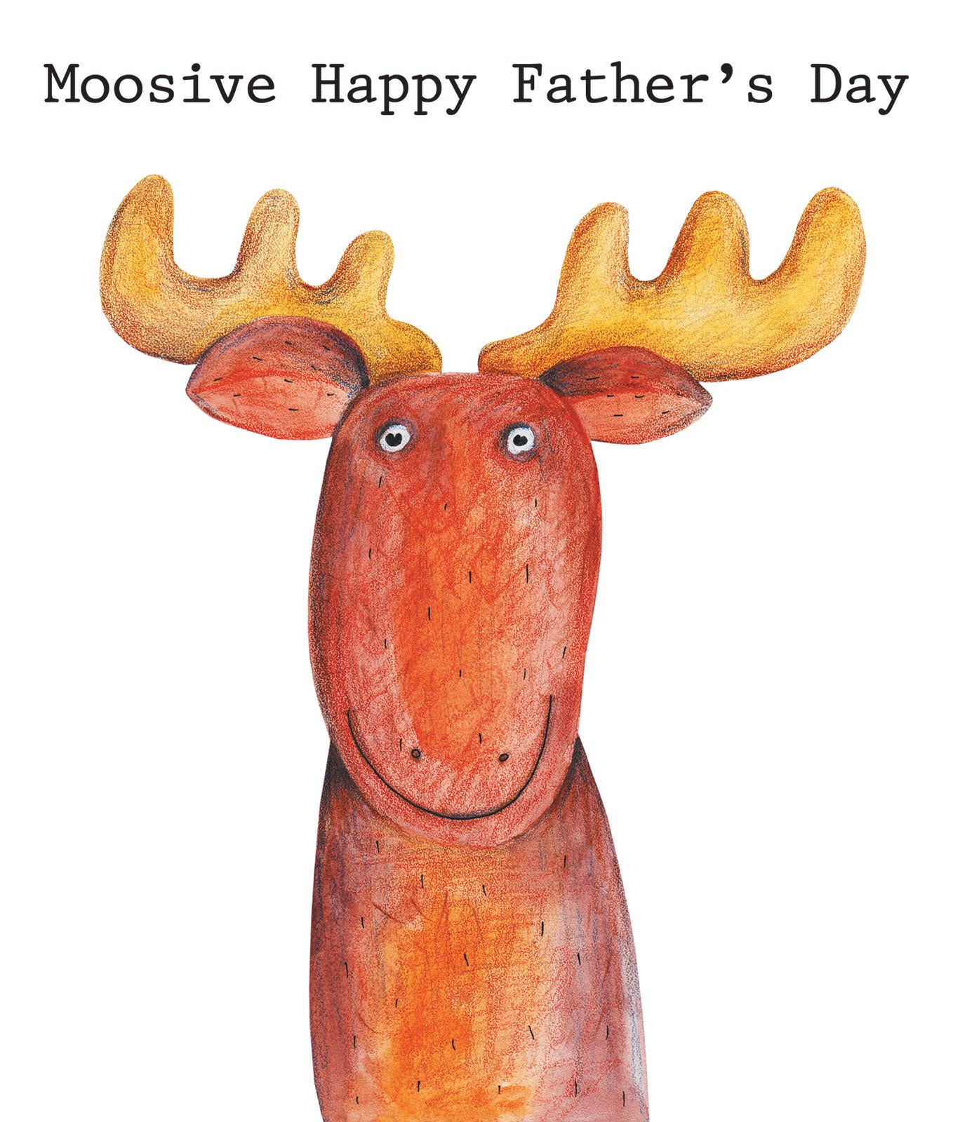 Wooden moose figure with 'Moosive Happy Father's Day' text on a white background